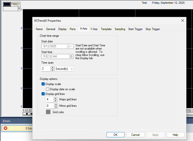 Studio 5000 Trends X-Axis